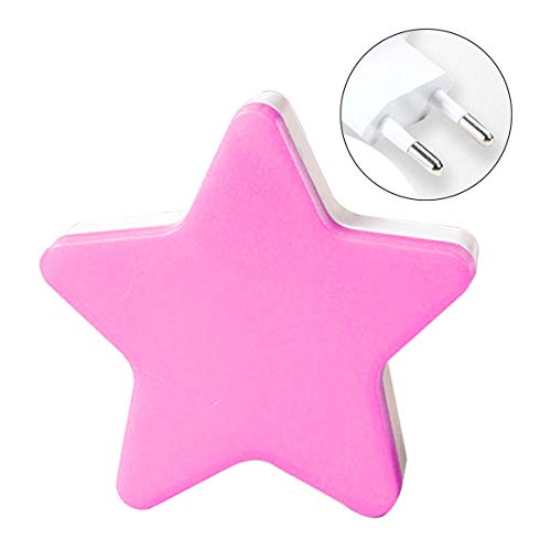 Funnyrunstore Modern Star Shape Lámpara de pared LED Lámpara de inducción Luz nocturna Interruptor automático Sensor de luz Hogar Suministros de ahorro de energía (Color: rosa; Tipo: enchufe de la UE)