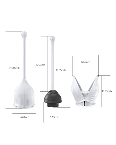 SANGFOR Toilet Plunger with Holder, Long Handle Plungers for Bathroom,Hide-Away Toilet Plunger with Holder, Drip-Free Plungers for Bathroom with Holder, Bathroom Essentials Toilt Plunger Heavy Duty
