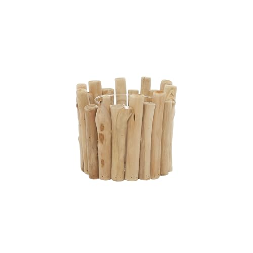 Deco 79 Wood Decorative Candle Holder Pillar Candle Stand with Driftwood Style, Candlestick Holder 7