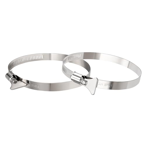 Suprom 2 Pcs 4 inch Hose Clamp Adjustable 3 1/2-4 1/2 Diameter 304 Stainless Steel Easy turn thumb Screw Worm Gear Hose Clamps For Securing Hose Dryer Automotive and Mechanical Applications