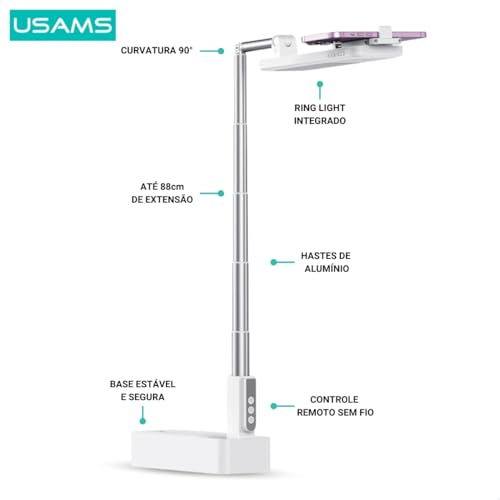 Suporte de Celular Luminária Ring Light Led Acessório Para Fotos Vídeos Lives Blogueira Influencer L
