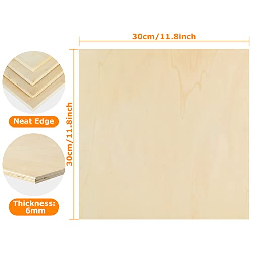 LISHINE 8 Pack 12 x 12 x 1/4 Inch Baltic Birch Plywood 6mm Wood Sheet, Baltic Birch Sheets for Cricut Maker, Architectural Models, Drawing Painting, Wood Burning Laser