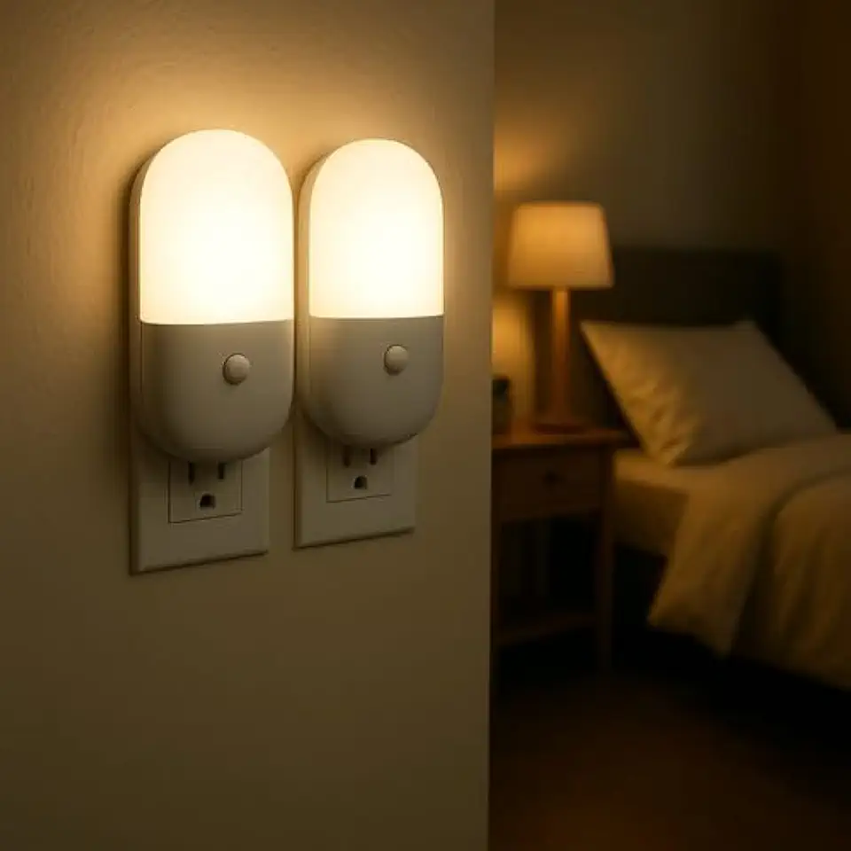 Abajur LED Mini Noturno Bivolt para Quarto Infantil: Luminária de Tomada em Acrílico - Luz Suave e Confortável para Bebês e Crianças - Kit com 02 Unidades