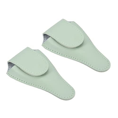 PATIKIL 4.5x2.6 Bordado Tijeras Funda, 2 Paquete PU Cuero Uñas Cutícula Tijera Cubierta Pequeño Punta Pinzas Tijeras Protector Estuche, Claro Verde