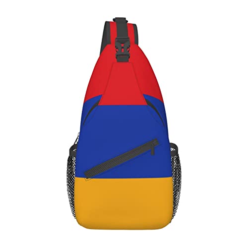 Mochila cruzada unisex con bandera armenia negra miniatura 2