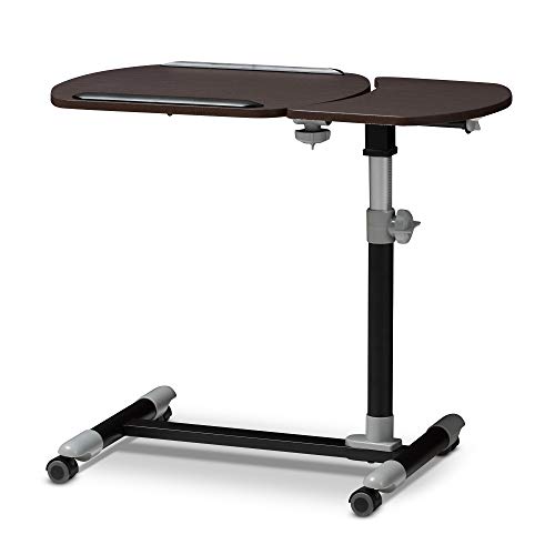 Baxton Studio Olsen Brown Wheeled Laptop Tray Table with Tilt Control