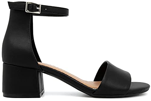 Image of LONDON FOG Women's Nikki Low Two Piece Block Heel Dress Shoe Ladies Ankle Strap Pump Sandal