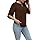 Oneezit Camicette Estive Donna con Maniche 3/4 T-Shirt Casual Moda Scollo Rotondo Manica Corta Blusa Marrone 2XL