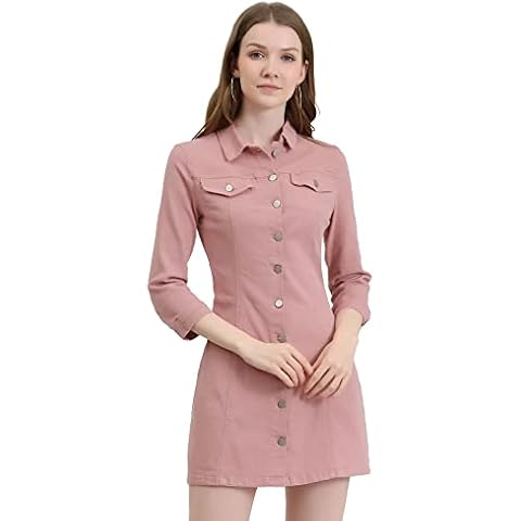 Allegra K Vestido Camisero De Mezclilla con Botones Vintage para Mujer Cover