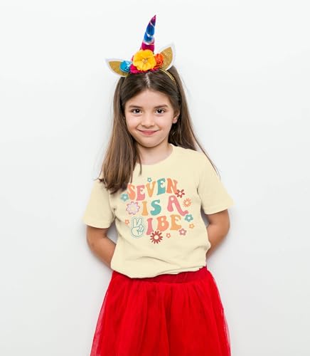 Image of Birthday Girl Shirt Toddler 5th Birthday Shirt Five is A Vibe Print T-Shirt Cute Short Sleeve Outfit Kids