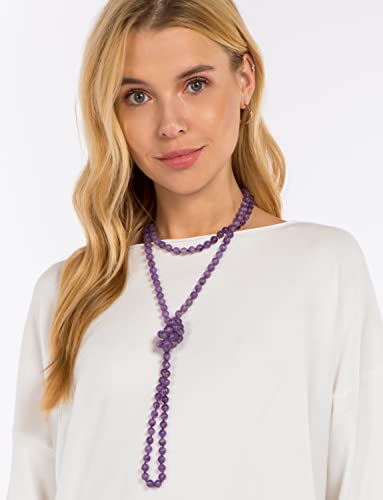 Mgr My Gems Rock! 60 Inch Polished Genuine Amethyst Stone Multi-Layer Long Endless Infinity Beaded Necklace. #TOP4