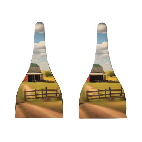 Newborn Baby Hat, Ranch View Print Soft Top Knot Beanie Cap, Cute Baby Headwear for 0-6 Months Black3