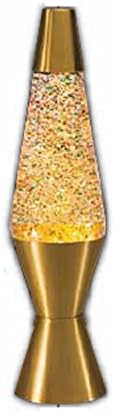 Lamp Lava 2131 inch, Baseax, 14.5", Rainbow Glitter, Clear Liquid and Gold Base, 14 in