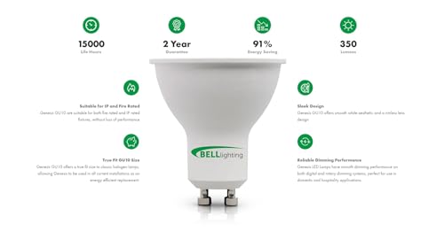 Bell Lighting GU10 LED Bulbs – 350 lm Cool White 4000K – 4.4 Watts Beam Angle 38° Spotlight Bulb – 220-240 Volts Non-Dimmable Energy Saving LED Bulb – Pack of 5 - Image 4