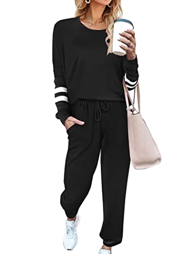 Ekouaer Sweatsuits Womens Loungewear Set Tracksuit Long Sleeve Pajamas Set with Pockets 2 Piece Outfits Lounge Sets