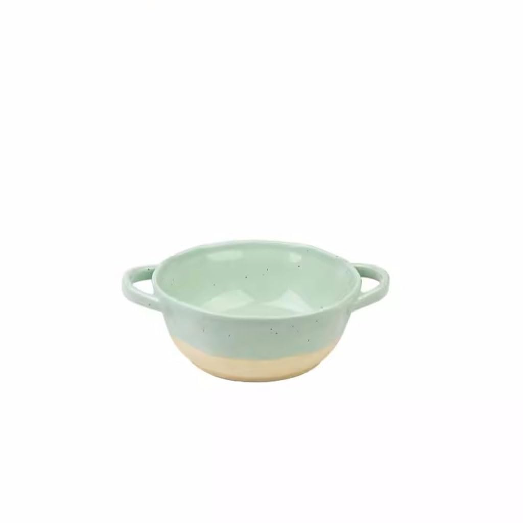Miski do Ramen Miska na owoce Japońska miska na zupę z dwoma uszami Natychmiastowa miska na makaron domowa ceramiczna duża miska na zupę z miską śrubową miska do sałatki talerze obiadowe (zielony, 620