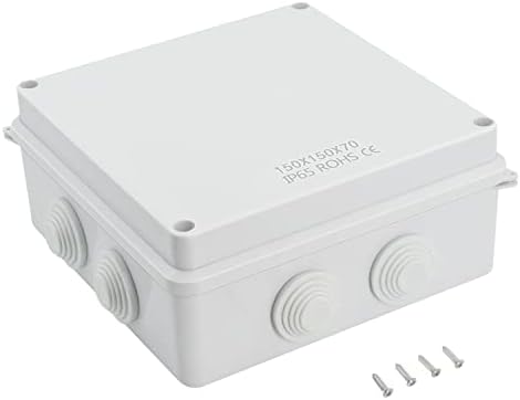 LeMotech ABS Plastic Dustproof Waterproof IP65 Junction Box Universal Electrical Project Enclosure White 5.9 x 5.9 x 2.8 inch (150 x 150 x 70 mm)