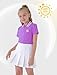 EXARUS Girls' Golf Tennis Polo Short Sleeve Shirts Kids 1/4 Zip Athletic Workout Quick Dry Golf Clothes UPF 50+ T-Shirts Purple 8 Years