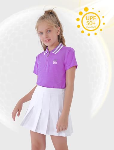 EXARUS Girls' Golf Polo Tennis Shirts Sleeveless Kids V-Neck Equestrian Tank Tops UPF 50+ Quick Dry Golf Clothes2