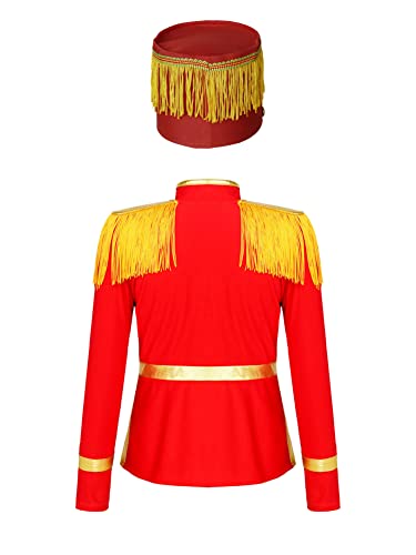 CHICTRY Unisex Girls Boys Long Sleeve Front Zipper Tassels Marching Band Uniform Majorette Jacket with Hat2