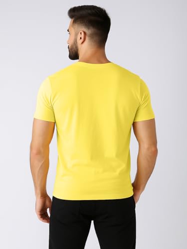 Image of Friskers Men's V-Neck Short Sleeves Cotton T-Shirt - Casual T-Shirt, Regular Fit