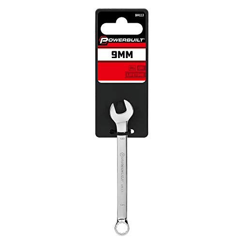 Image of Powerbuilt Metric 9mm Combination Wrench, 12 Point Double Ended Box and Open End, 15 Degree Offset - 644113