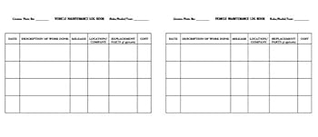 Vehicle Maintenance Log Book: Simple Vehicle Repair and Maintenance Book