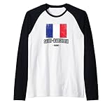 Saint-Marcellin Francia | FR Ciudad - Bandera Drapeau - Camiseta Manga Raglan