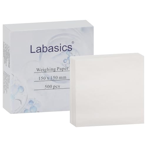 Labasics Papel para Pesaje, 500 Unidades Filtro Cuantitativo, libre de Nitrógeno, para Transferencia de Muestras de Balanza de Laboratorio, 150 x 150 mm