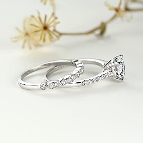 1.25CT 925 Sterling Silver Bridal Ring Sets Round CZ Engagement Rings Vintage Ring Promise Rings for Her Wedding Bands for Women3