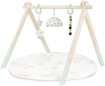 B. toys Wooden Baby Play Gym, Starry Sky Activity Mat, Natural Wood