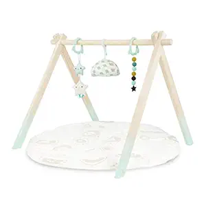 B. toys ? Wooden Baby Play Gym ? Activity Mat ? Starry Sky ? 3 Hanging Sensory Toys ? Organic Cotton ? Natural Wood ? Babies, Infants