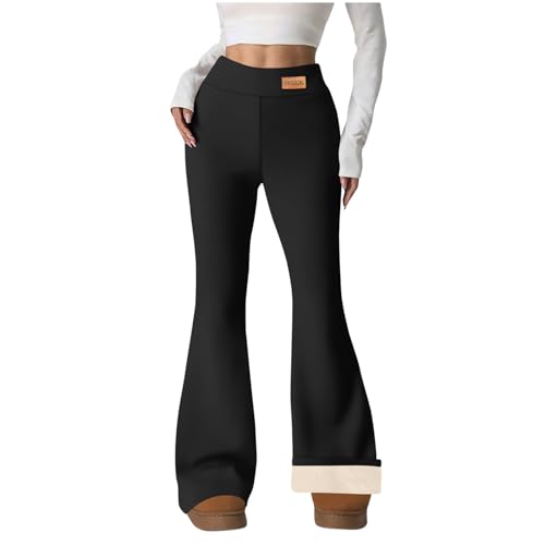 Anjikang Womens Fashion Fleece Lined Leggings Women with Pockets High Waist Butt Lifting Slim Tights Winter Warm Thick Sherpa Thermal Pants Black