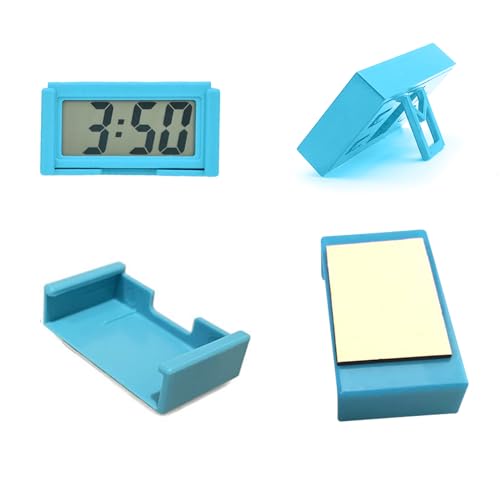 Image of Shudyear Small Digital Clock, with Jumbo LCD Time & Day Display,Mini Automotive Small Digital Clock Battery Operated for Desktop Nightstand Pocket Car Truck Dashboard & Air Vent (1, Blue)