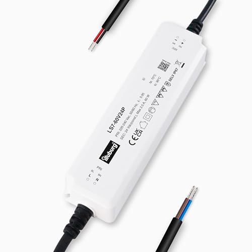 illuburg LED Driver 24V 60W Waterproof IP67 Flickerfree for LED Strip Light Power Supply Transformer