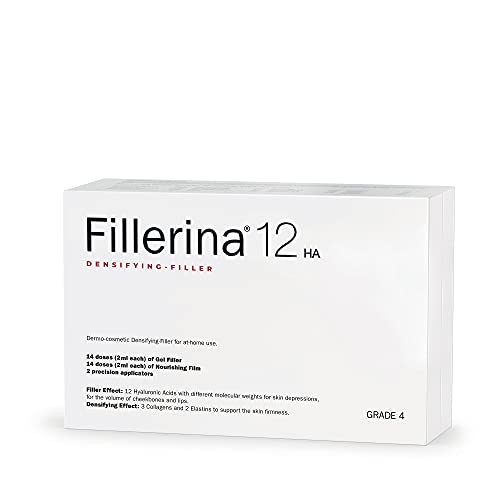 Fillerina 12 Densifying-Filler – Intensive Anti-Aging Treatment Grade 4 (2x30ml) | Restores Volume, Reduces Wrinkles & Skin Laxity | Hyaluronic Acid, Collagen & Elastin | For Advanced Signs of Aging