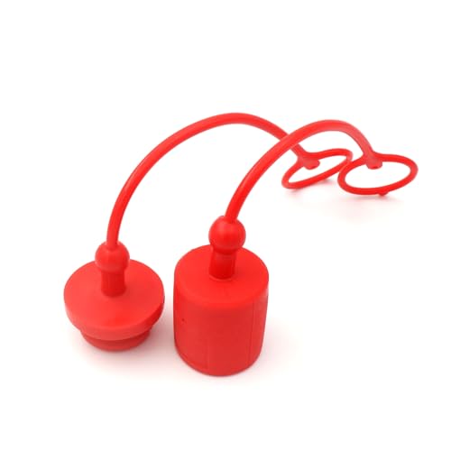 Image of Hydraulic Coupler Dust Cap Plug Set 3 /8 ISO-B 5675 AG,CEKER Hydraulic Dust Covers Male Female Quick Connects Fittings,Red Cap with Retention Ring Keeps Attached to Hose 2Set