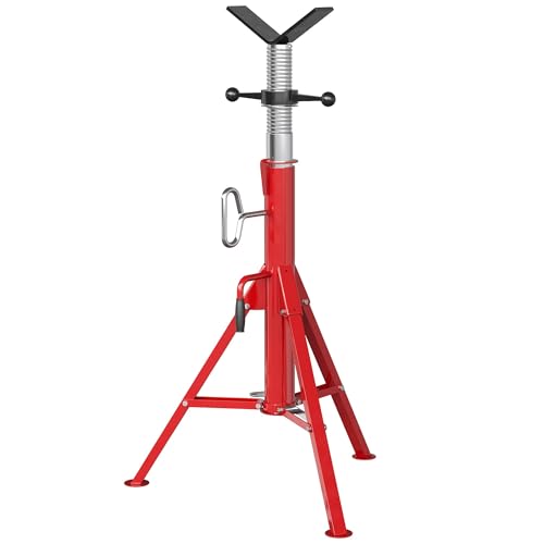 ElfinAura V-Head Pipe Jack Stand 2500lb Heavy Duty Steel - 28-52 Adjustable Height 1/2 to 12 Pipe Capacity Folding Portable for Welding Automotive Threading