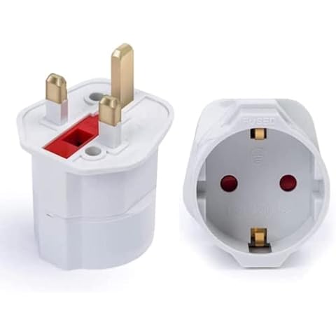 European to UK Plug Adaptor, Travel Adapter Eu to UK Plug Adapter 2 Pin to 3 Pin Plug Adapter for Converter from France, Italy,Spain,Germany to UK(1pack) Cover