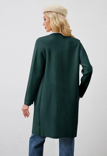 Image of Alaster Queen Women's Open Front Knit Long Fall Sweater Cardigan Coatigan | Long Sleeve,Wide Lapel Neck,Soft Knit Sweater Fabric,Two Patch Pockets,Outerwear Jacket,Work,Daily Wear,2026 Trendy Lady Coat
