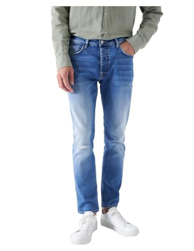 Jean Salsa bleu classique à déchirures taille 29 pour homme style denim authentique