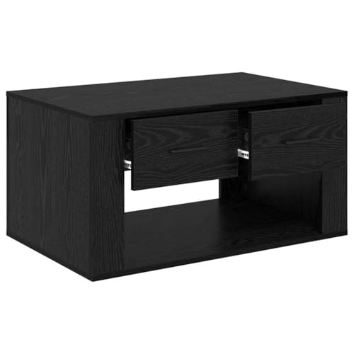 Table basse chêne noir 80x50x40 cm avec rangement rustique - 7