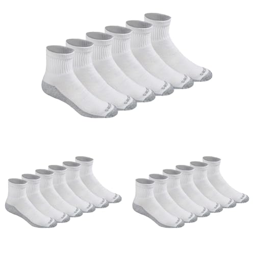 Image of Dickies Men's Dri-Tech Moisture Control Quarter Socks, Available in M-XXL (6, 12, 18 Pairs), White (6 Pairs), Large (Pack of 3)