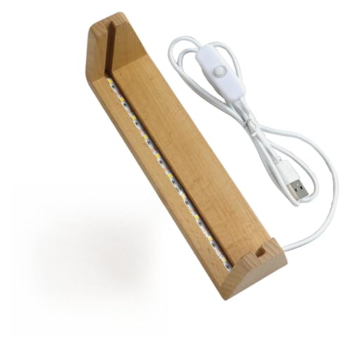 木製 U 字型 LED ライトベース台座 USB ケーブル付き暖かい光点灯スタンドクリスタルガラス樹脂アート家の装飾 Led ディスプレイスタンド額縁