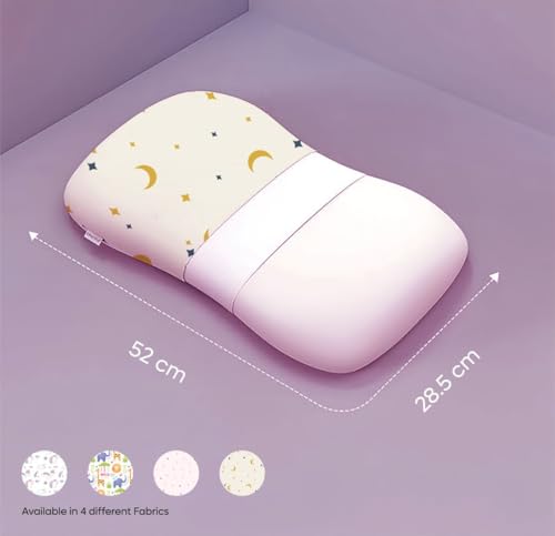 Image of Premium Memory Foam Baby & Toddler Pillow | Head,Neck,Back Support Cushion | Washable Removable Cover | Ideal for Sleeping,Reading & Resting | Age 2to9 Year | 20.5x11.5x2.5 Moon & Star Print