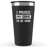 I Paused My Game To Be Here - Gifts for Teen Boys Girls Gamers - 30 oz Black Insulated Stainless...