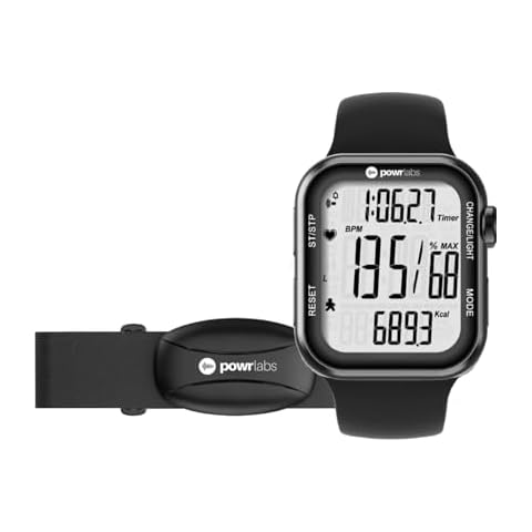 Powr Labs Chest Strap Heart Rate Monitor & Sportswatch for Tracking Exercise, Heart Rate, Steps | Sports Watch HRM with Pedometer Cover
