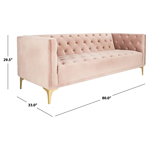 Safavieh Couture Home Florentino Glam Pale Mauve And Gold Tufted Sofa #TOP3