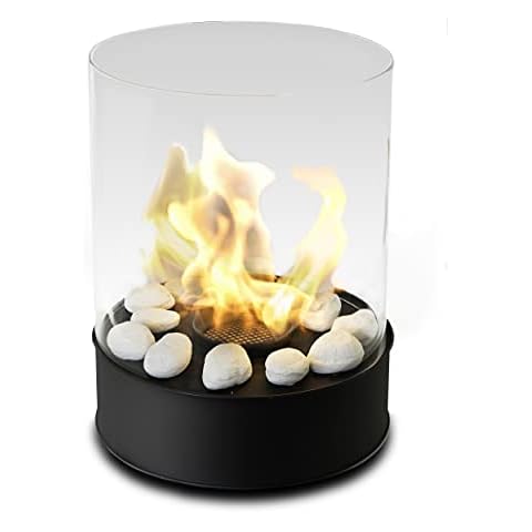 Planika Chantico - Tabletop Bioethanol Fireplace - 3.5 Hours Burning Time, 2.5kW Heat Output - Indoor/Outdoor - Compact Portable Decoration - Home and Garden Gift Ideas, Black Cover