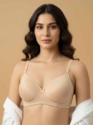 Image of Imsa Moda Women's Stretchable Lightweight Lightly Padded Full Coverage Wire Free T-Shirt Bra Combo Pack of 2